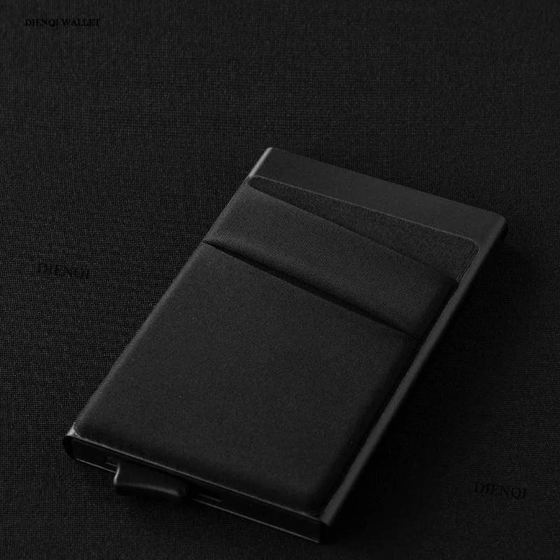 RFID Bloqueio Titular do cartão de crédito para homens Carteiras de alumínio Slim Minimalista Carteira Pop Up Carteira, Caixa de metal, Bolsa de dinheiro