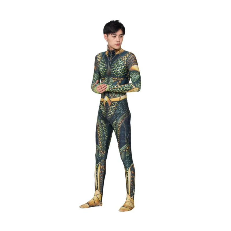 Erwachsene Kinder Film Aquaman Cosplay Kostüm Superheld Arthur Curry Orin Zentai Bodysuit Anzug Overalls Halloween Party verkleiden