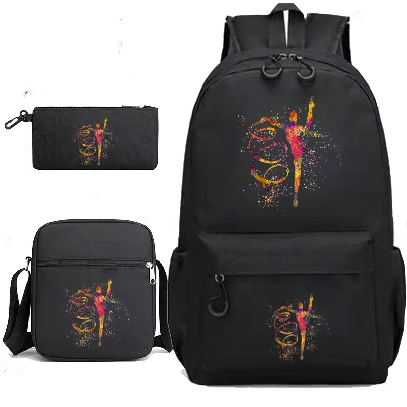 Watercolor Gymnastics Print Bags Teenage Girls Bagpack Travel Knapsack Bag School Backpack For College Stud MN8