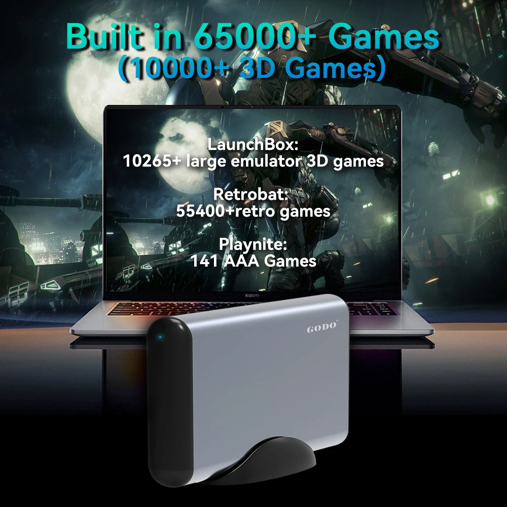 Hyper Base Mix 6T لـ PS5/PS4/Xbox/PS3/PS2/PS1 Launchbox ونظام RetroBat & Playnite 3-in-1 Game HDD مع AAA & 3D وألعاب ريترو