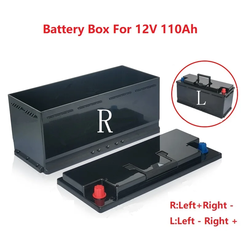 Car Starter Battery Box Plastic Housing Case For 12V 110Ah LiFePO4 Li-ion Marine RV Camper Trailer Truck Yacht  Racing Batteries