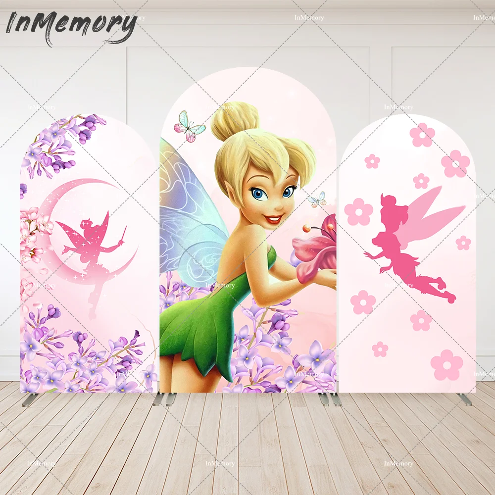 Tinkerbell Party Decoration Birthday Arch Backdrop Cover Fairy Princess Arched Wall Photo Background Banner Photobooth