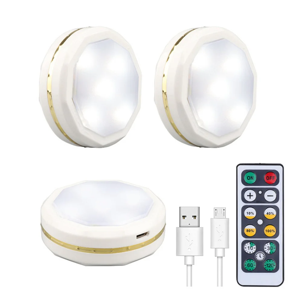 

3PC USB Recharged White Under Cabinet Lamp & Remote Controller Indoor Lighting Energy-Saving for Kitchen,Corridor,Wardrobe