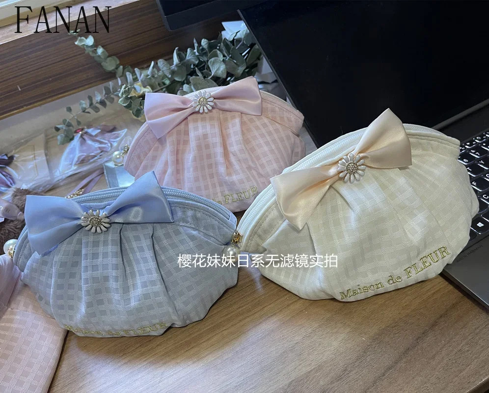 Новинка 2025, летние портативные сетчатые женские сумки в японском стиле, милые женские клатчи, повседневная элегантная косметичка женская