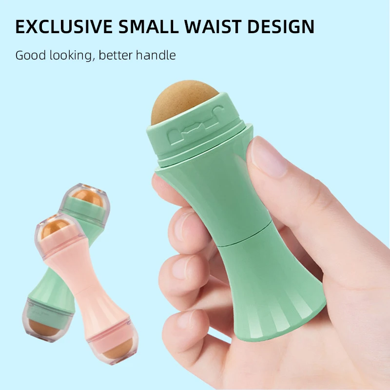 

Double Beads Facial Oil Absorbent Roller Natural Volcanic Stone Roller T-zone Oil Control Remove Reusable Face Skin Care Tool