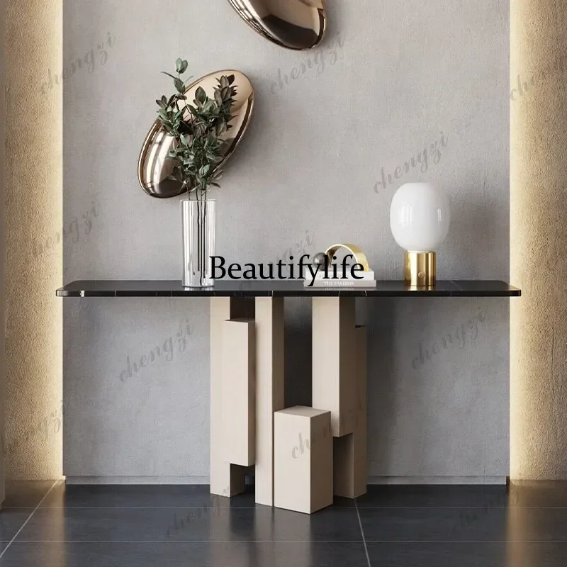 45 Entry Italian light luxury entrance against the wall narrow table entrance platform modern art end view platform