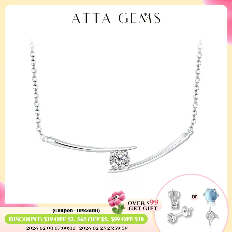 

ATTAGEMS Luxury 5.0mm D Color Moissanite Necklace for Women Real 925 Sterling Silver Moissanite Diamond Wedding Anniversary Gift