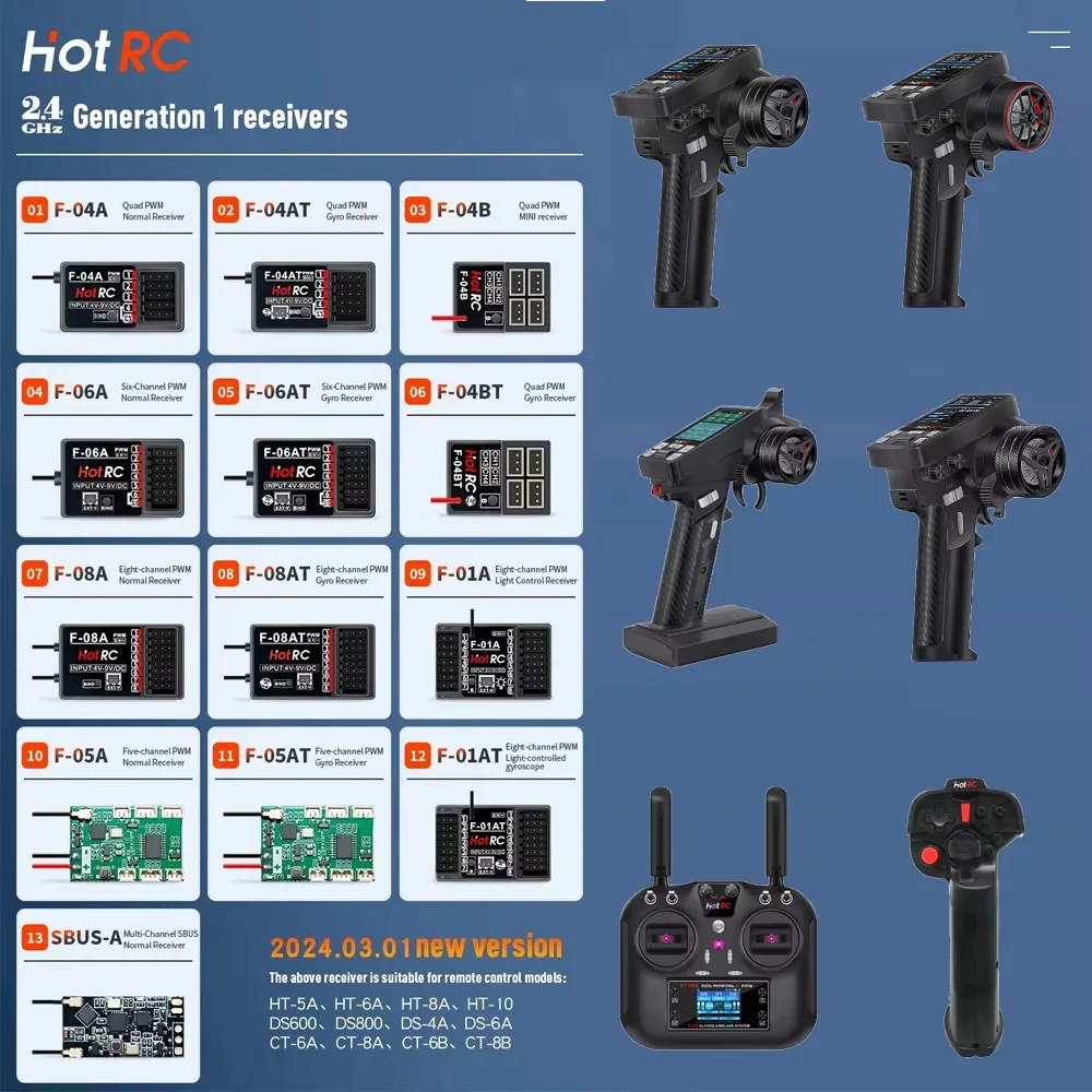 HotRC Hot RC CT-6A CT-8A CT-10B HT-10A DS-4A 2.4GHz Radio System Remote Controller for rc car trawler fishing boat tank airplane