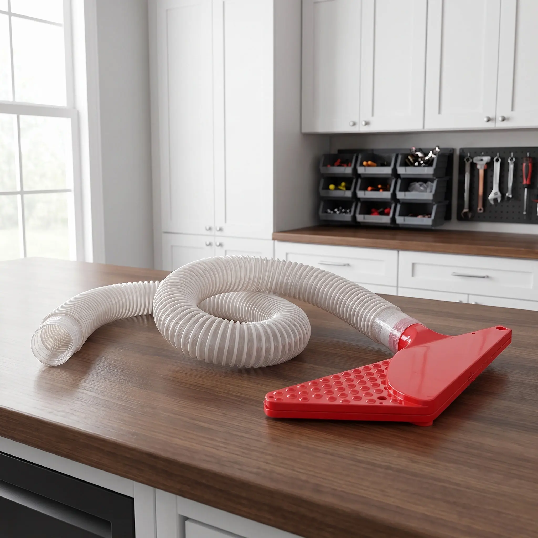 1Set Woodworking Panel Saw Dust Collector Guard Red Plastic Fitting 50Mm Outlet Flexible Hose Dust Extraction System Table Saw