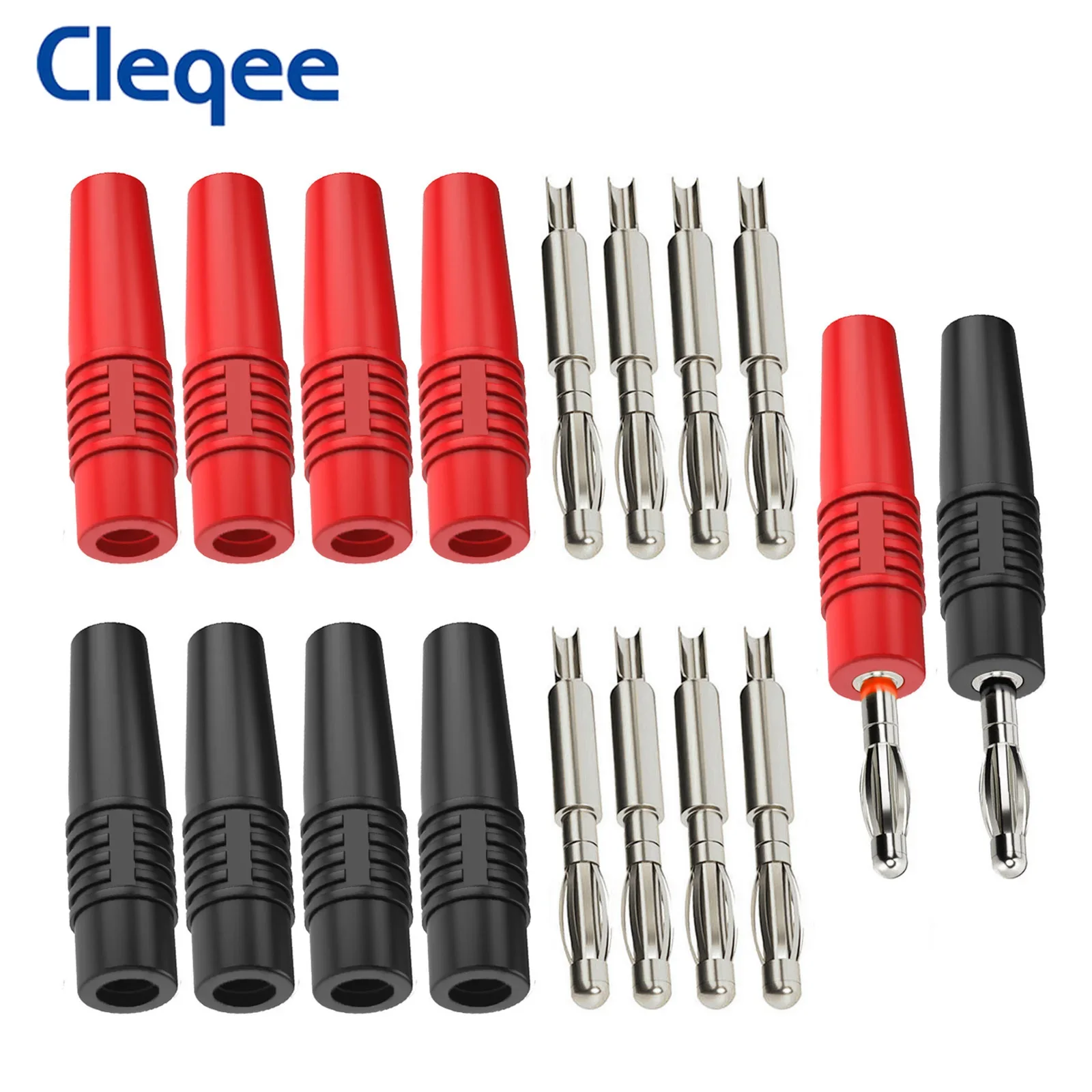 Cleqee 10 sztuk 24A wysokoprądowe 4mm złącza wtykowe bananowe niklowany miedziany pin do przewodu głośnikowego/elektryczny multimetr DIY