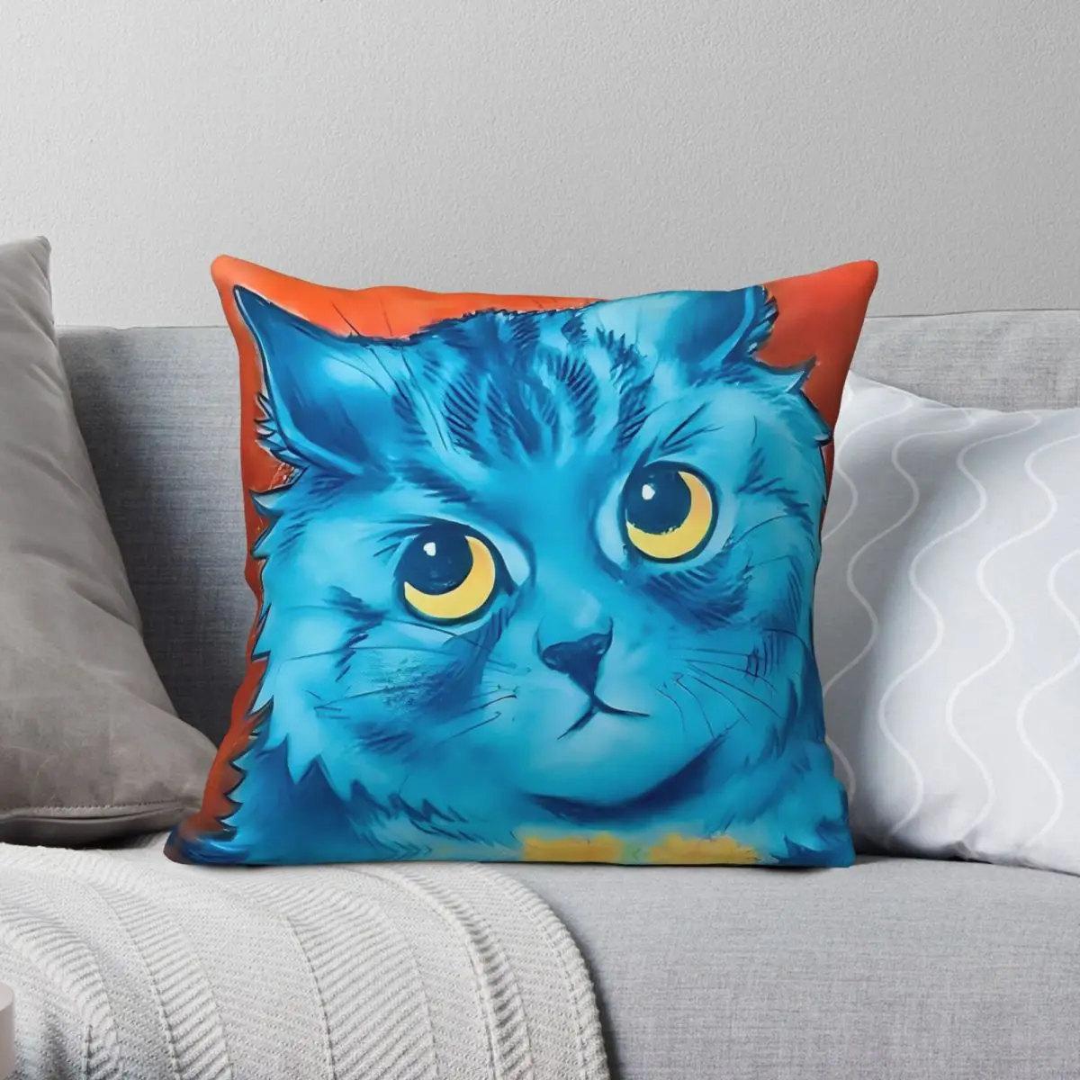 A Shy Offering Louis Wain Square Pillowcase Polyester Linen Velvet Creative Zip Decor Throw Pillow Case Room Cushion Case