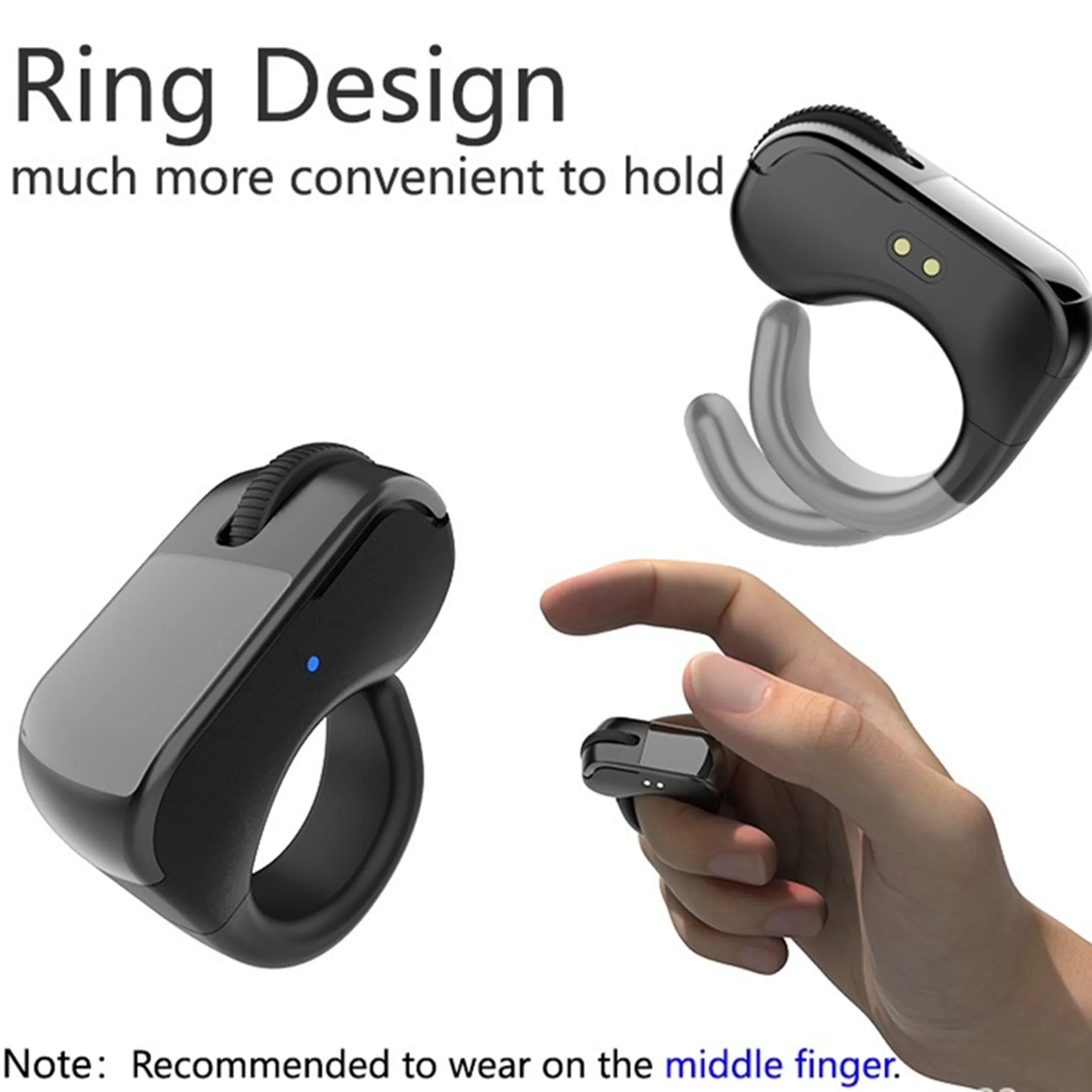 Mobile Phone Tablet Computer Laptop Bluetooth 2.4G Ring Mini Mouse Video Wireless Controller USB Charging Case Holder IOS Remote