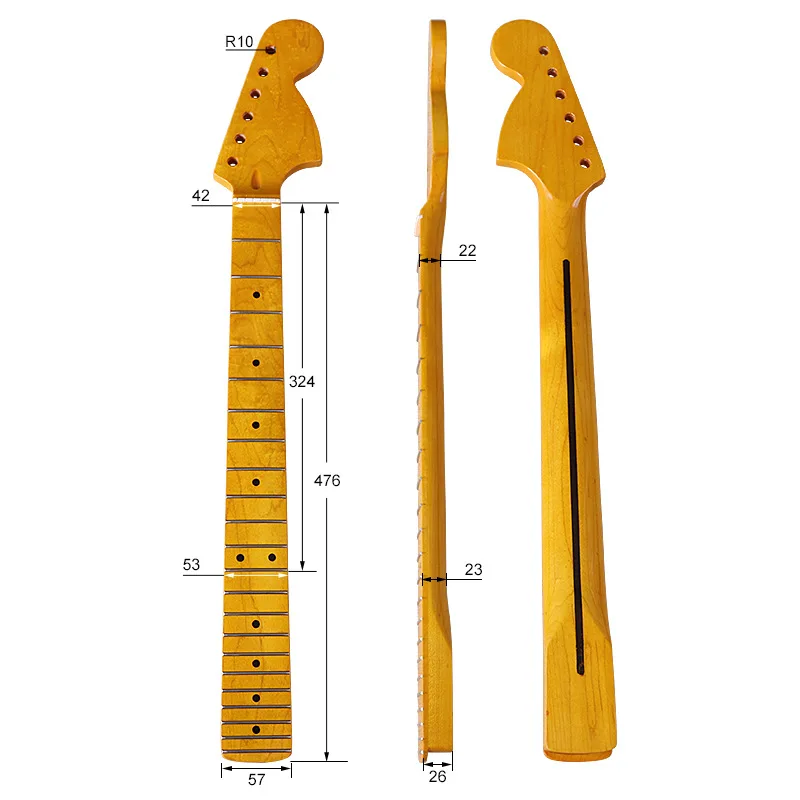 جيتار كهربائي لمقبض رقبة ST 22 دبابيس بالإضافة إلى رأس مابل مشرق أصفر جيتار رقبة آلة موسيقية معدلة لتقوم بها بنفسك ملحقات #6