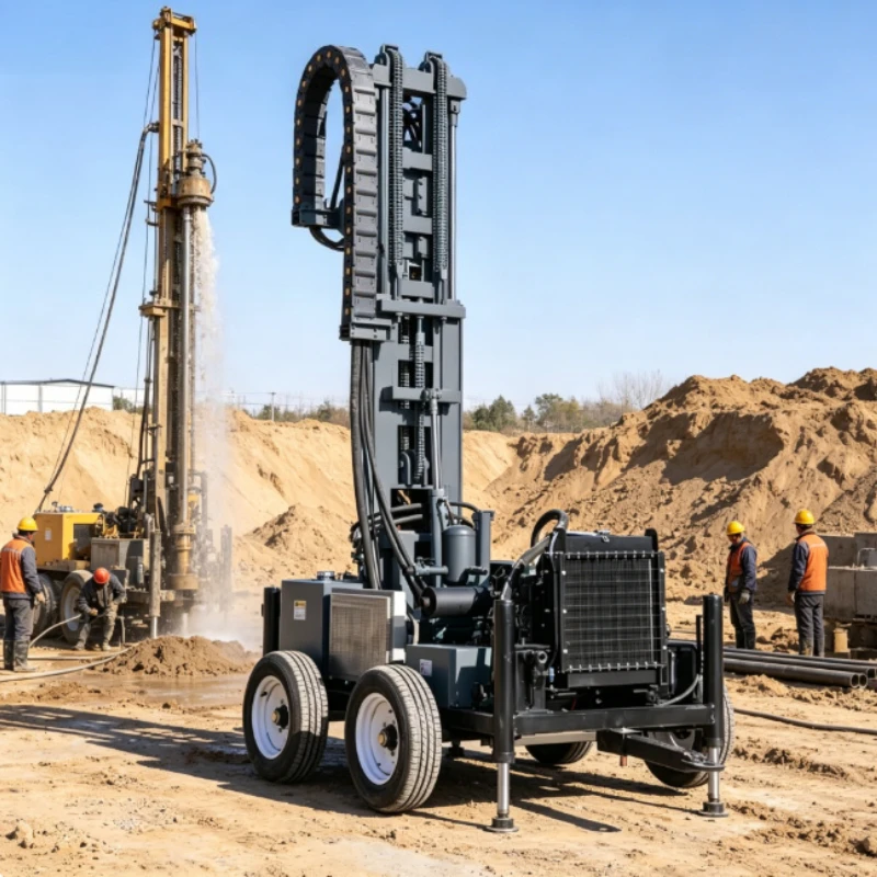 Customized Lightweight Wheeled Water Well Drilling Rig Diesel Powered with Hydraulic Control Field Drilling Machine