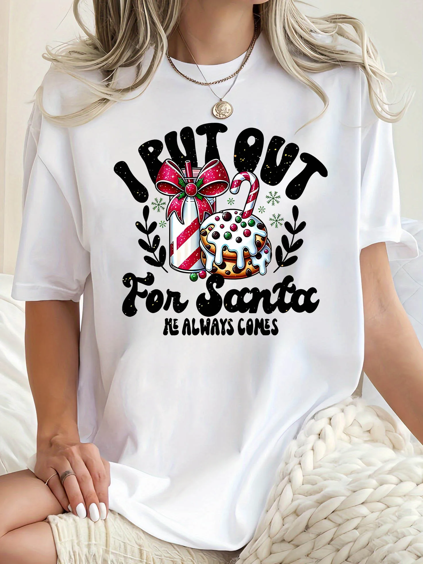 

Christmas Themed Graphic Printing Summer Autumn Winter Cotton Men and Women T-shirt Short Sleeve Luxury Outdoor Sports Brand