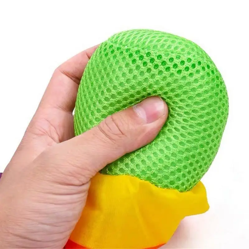 Boule de queue arc-en-ciel en tissu écologique, sac de sable, boule de météore, queue de capture sûre, balle souple, jouet d'entraînement sensoriel pour enfant, école maternelle
