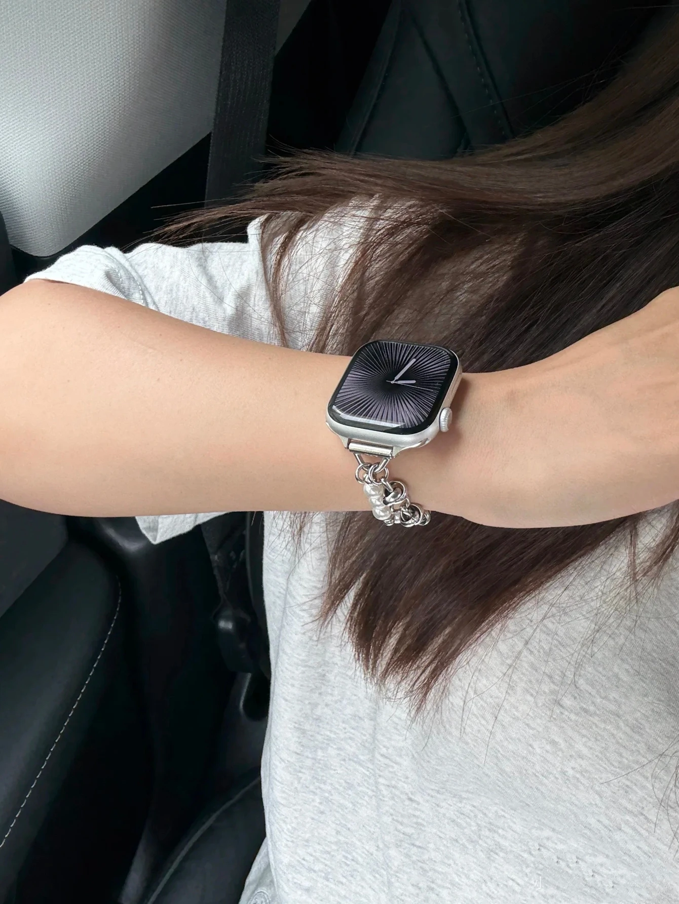 Cinturino a maglie in metallo con perline per donna 38mm 40mm 41mm 42mm per cinturino Apple Watch 44mm 45mm 46mm 49mm