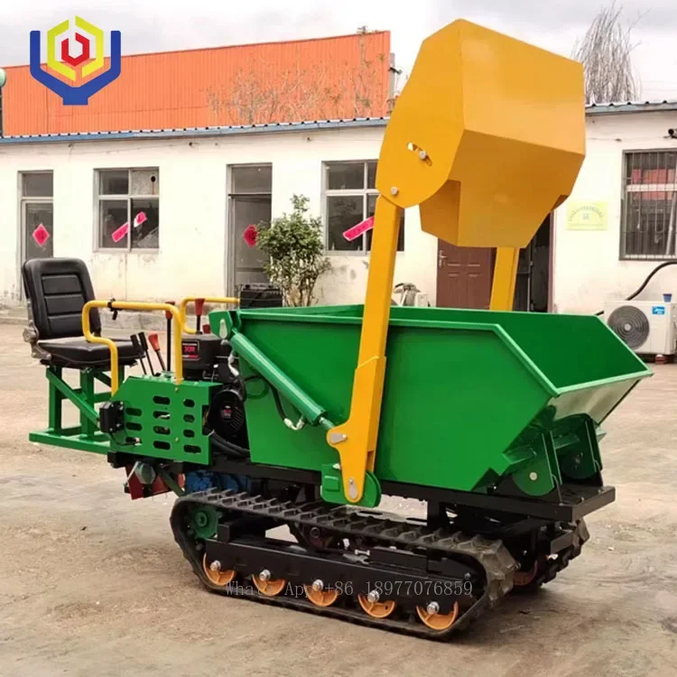 1000KG Track Dumper,Stand On Wheelbarrow Self Loading Wheelbarrow Tracked Dump Box
