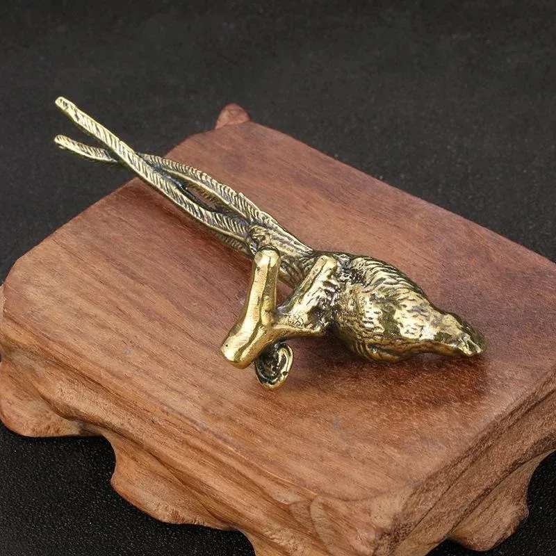 Brass Bird Animal Statues Long Tailed Pheasant Statues Desktop Decorations Home Decor Living Room Crafts Collectible Ornaments