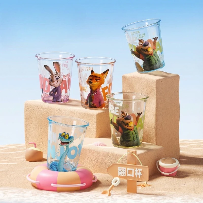 

New Zootopia 2 Glass Cup Judy Nick Gary Cartoon Cute Thick Gradient Color Boys Girls Children Drinking Cup Birthday Gifts 320ml