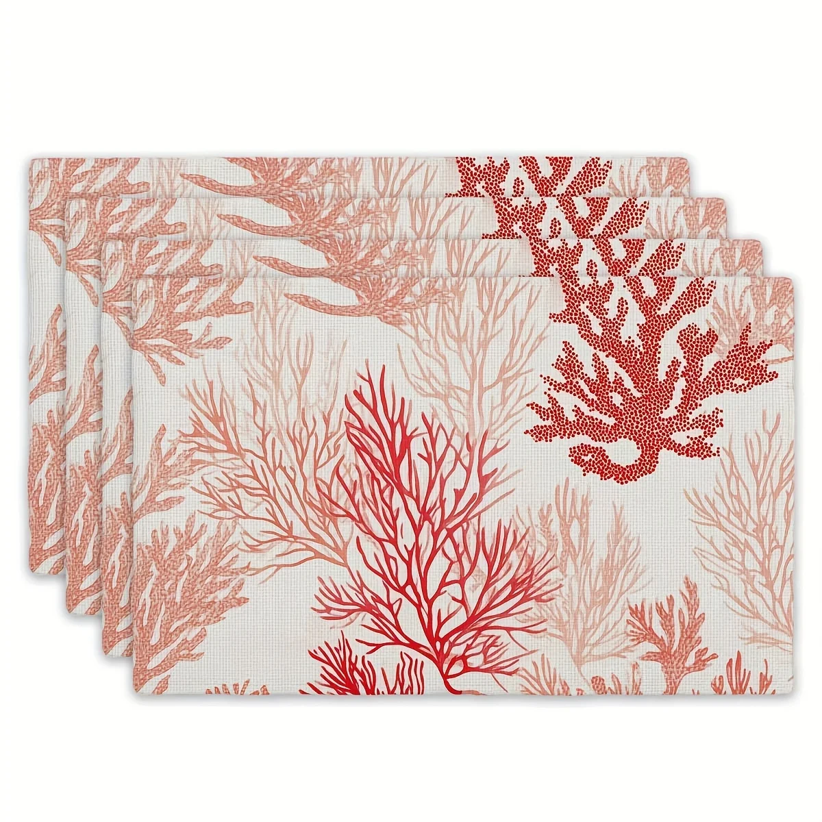 

Набор из 4 художественных салфеток с коралловым узором, моющиеся подставки под тарелки для вечеринок, кухни, дома, украшения для столовой, 30,48x45,72 см