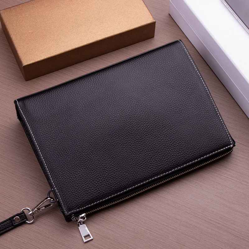 Echtes Leder Handtasche für Männer Große Kapazität Casual Sle Leder Clutch Bag Busin Casual Umschlag Ape Herrentasche