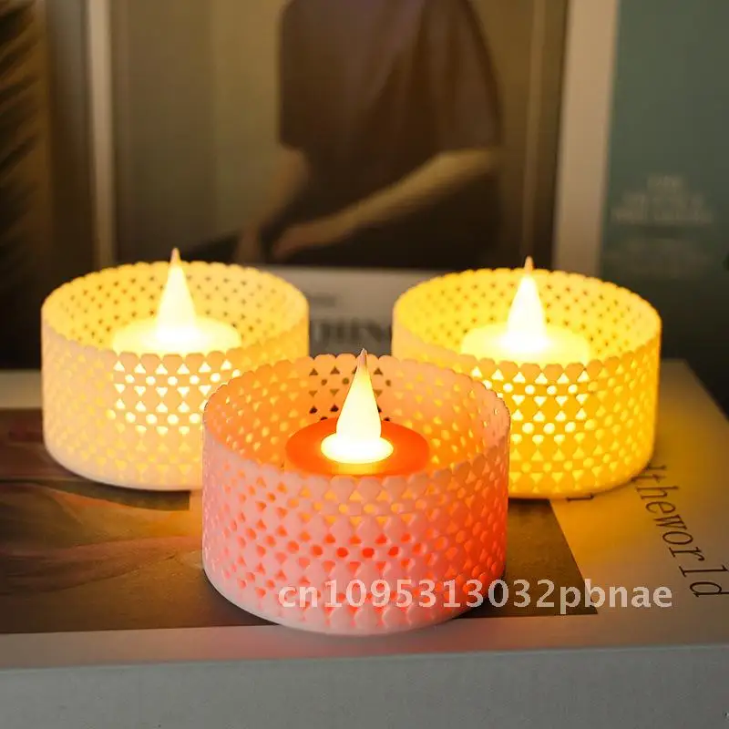 

Electronic candle lamp LED lamp hollow candle lamp birthday ornaments atmosphere decoration mini night light