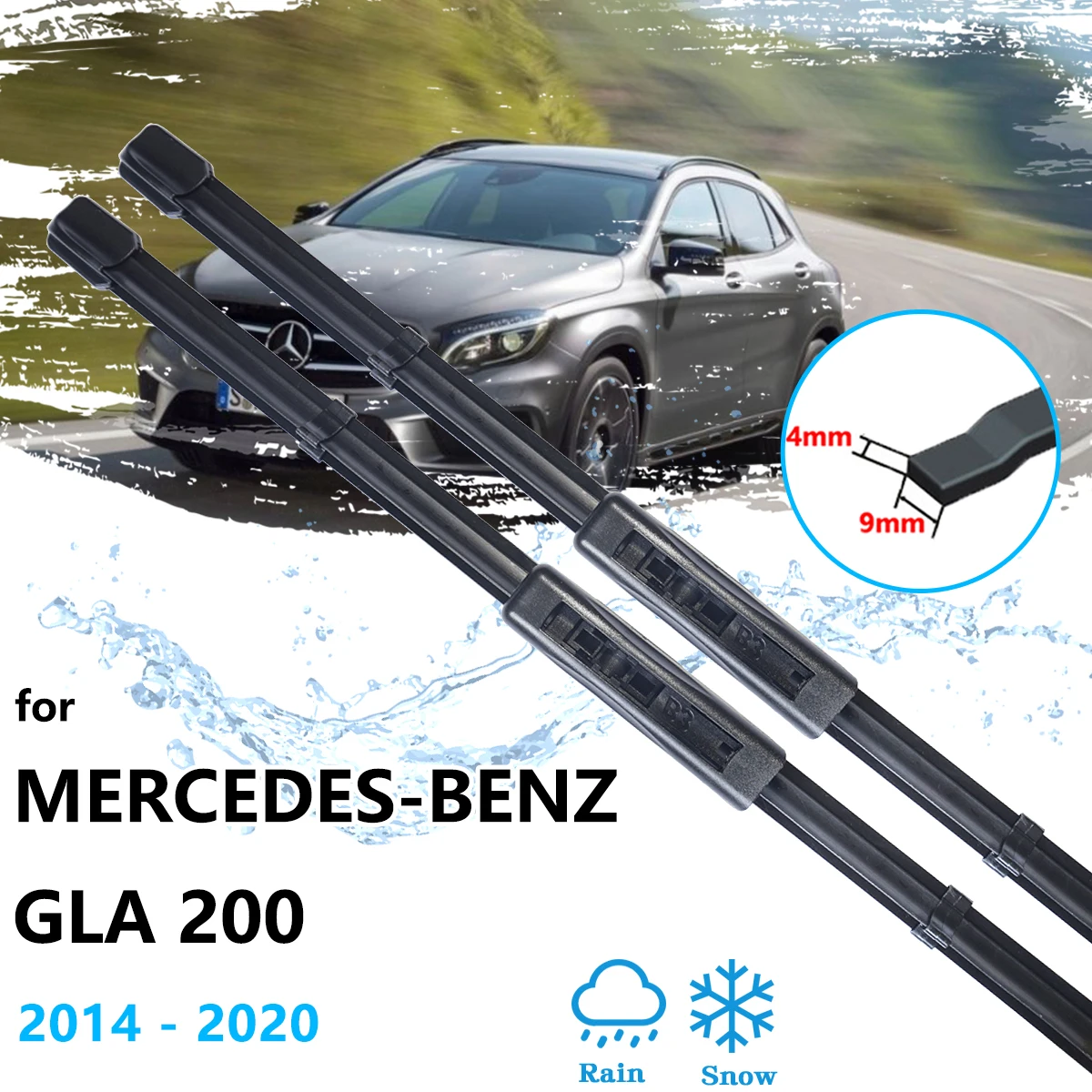 2x For Mercedes-Benz GLA 200 2014 2015 2016 2017 2018 2019 2020 Front Wiper Blades Window Windshield Windscreen Brushes Cleaning