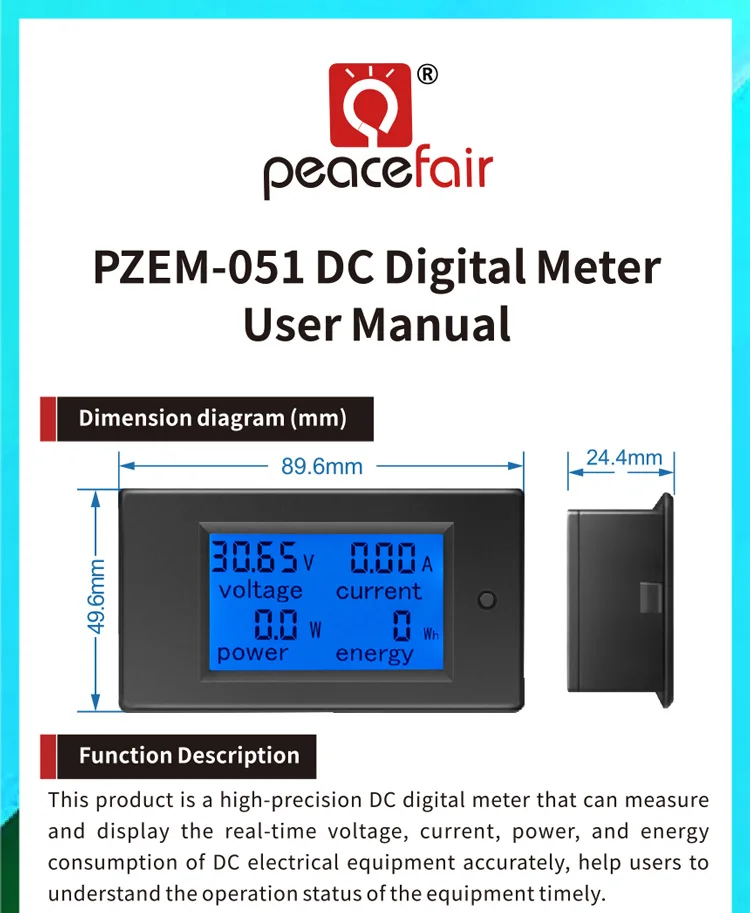Upgrade USB-Anschluss pzem051 50/100a DC digitales Ampere meter Voltmeter 6,5-V 4 in1 lcd Motorrads pannung Strom Strom Energie monitor – Detail 16