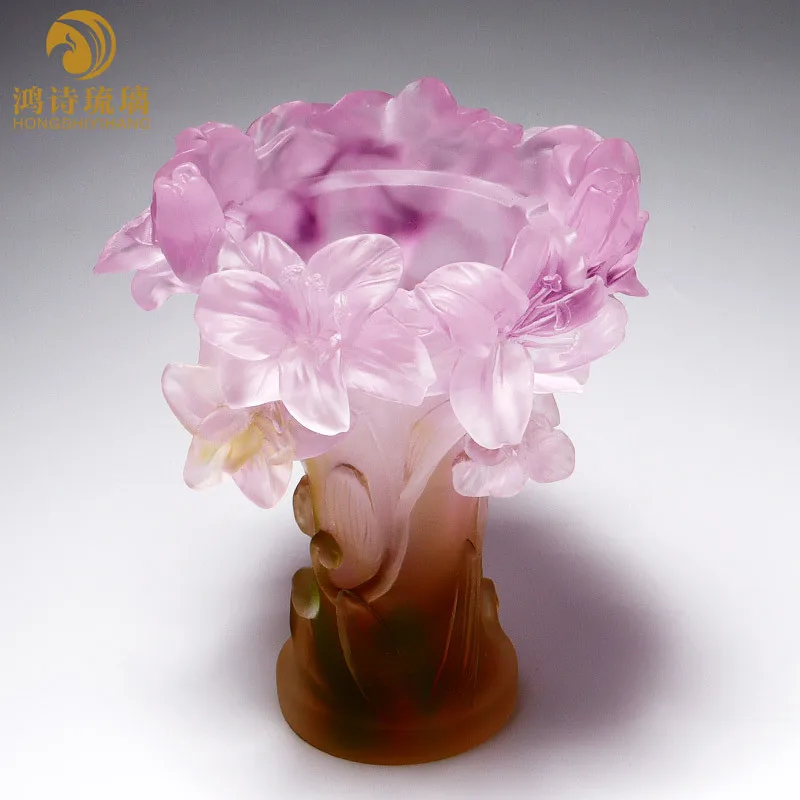 Glazed Art Lily Vase, Decorative Ornament, Living Room Flower Arrangement, Bedroom Home