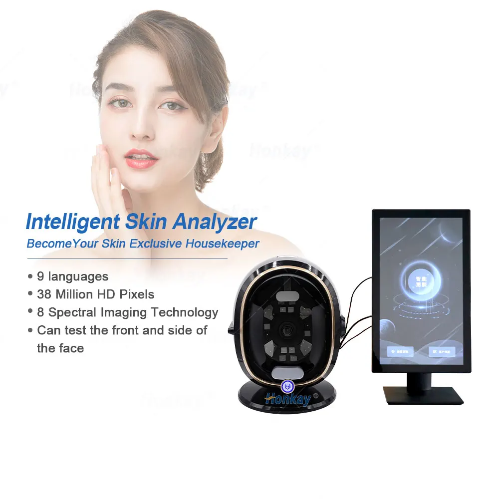 3D Face Skin Analyzer 38 Million Digital Camera Scanner Magic Mirror Facial Detector 9 Languages Skin Analysis Scan Machine