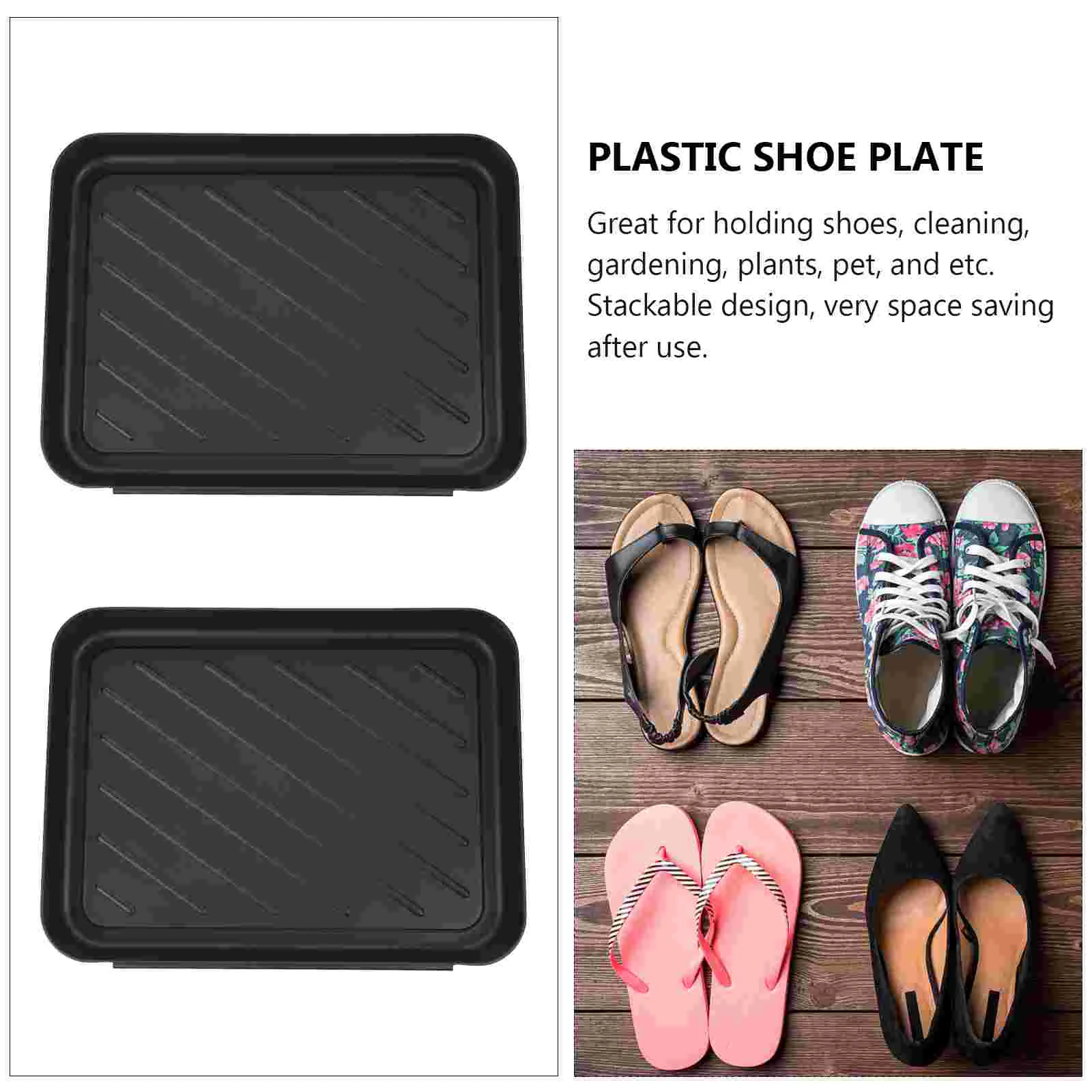 Practical Tray Plastic Shoe Mat Entryway Shoes Cup Holder for Car Back Seat Black Clean