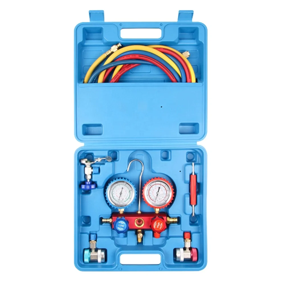 

Manifold Gauge Set Diagnostic A/C Tool Kit R22 R134a R410a Refrigeration Brass Auto Service Set Tool for car repair