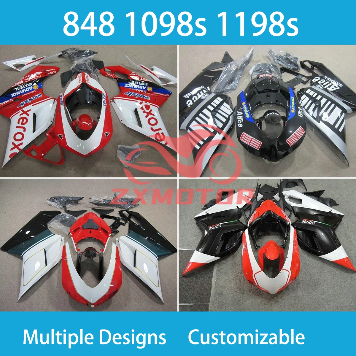 

For Ducati 848 1098 1198 1098s 1198s Rebuilding Fairing Kit ABS Injection Motorcycle Accessory Complete Fairings Bodywork Set