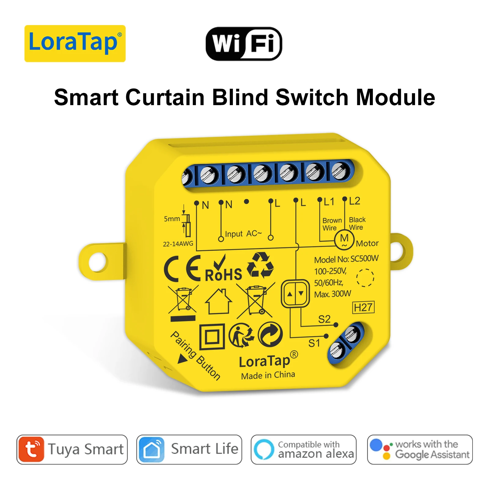 LoraTap 롤러 셔터 Windows 커튼 WiFi 블라인드 모터 스위치 Tuya 스마트 라이프 앱 Google 홈 Alexa 음성 제어 자동화