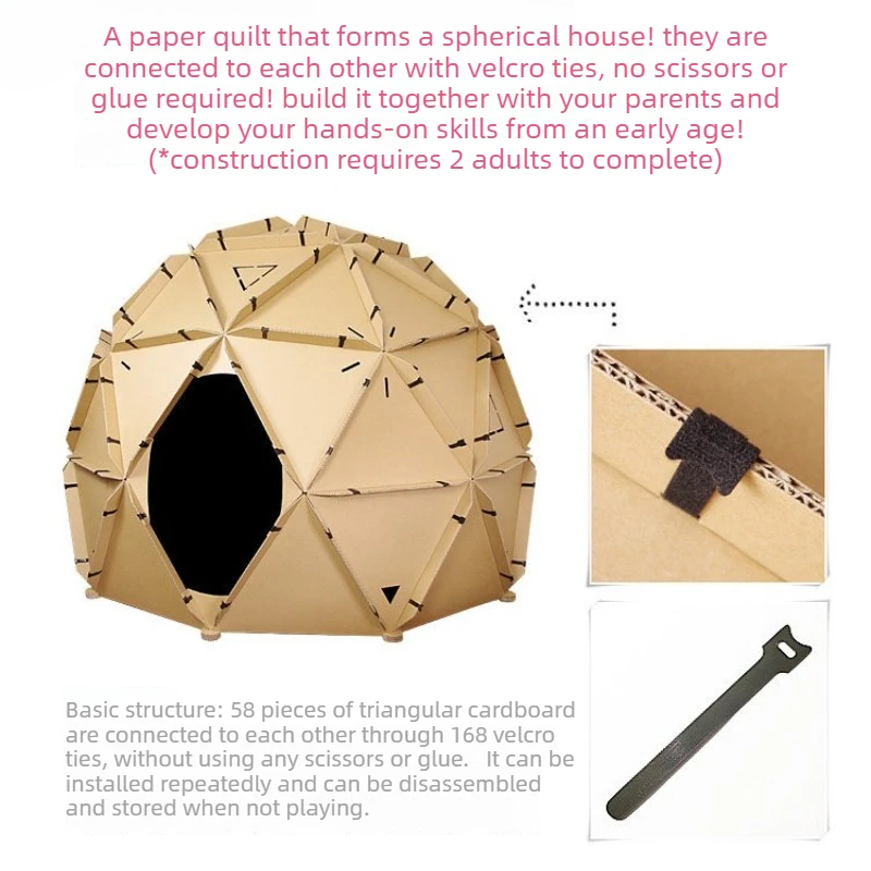 Kits de construction de modèles Super grands, maison de jeu pour enfants, dôme en papier ondulé, Kits de maison de modèle d'intérieur, maisons en papier