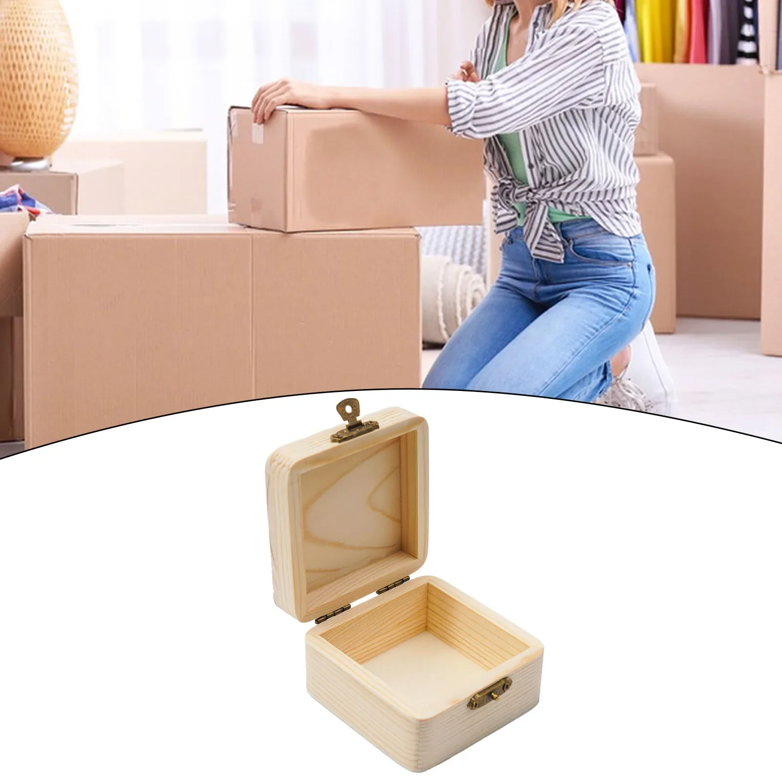 1pc Storage Box Hand-bonded Hand-made Pinus Sylvestris Wood Organizer Packing Box Wood Brand New Wooden High Quality