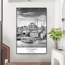 Istanbul City Travel Poster Turkey Wall Art Prints Black and White Minimalist Canvas Painting Classical Home Decor Reading Room