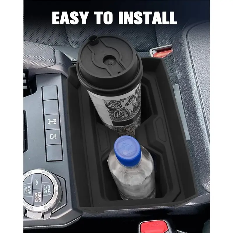 A96K-Center Console Cup Holder Insert Privacy Mat Set For Toyota 4Runner 2025 2026 Hidden Storage Organizer Accessories