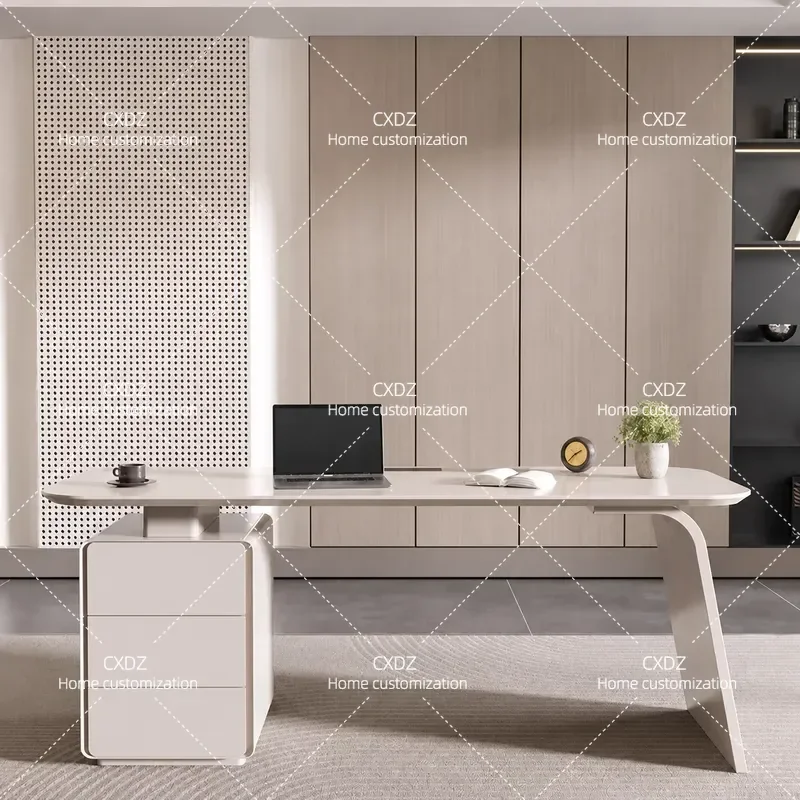 White Paint Boss Desk Consultation Table Simple Modern Computer Office Desk and Chair Combination