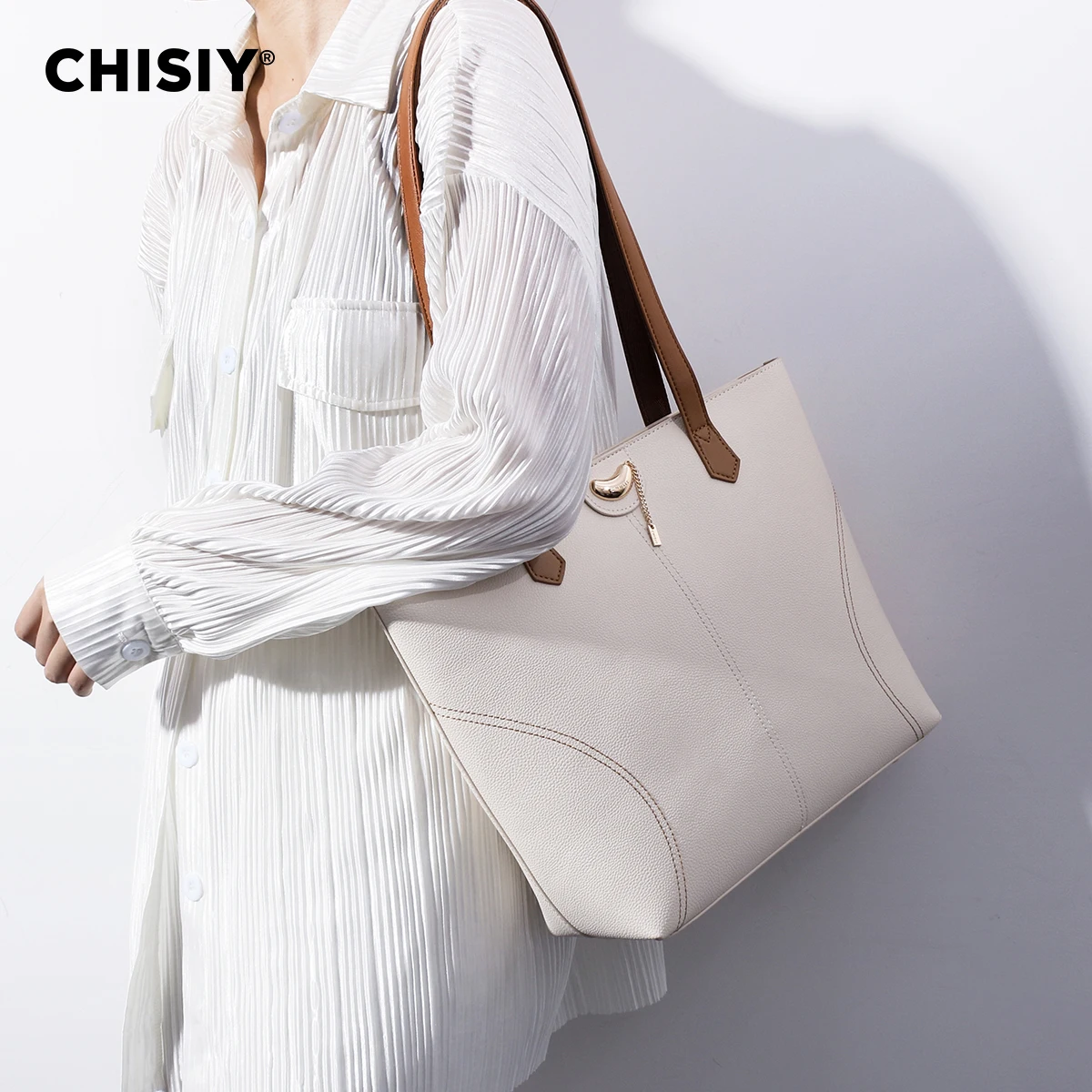 1 pc CHISIY Original Handmade Tote Bag,Bucket Bag,Spring, Summer White Bag, Pop Gorpcore Bag for Work gift idea for Mother\'s Day