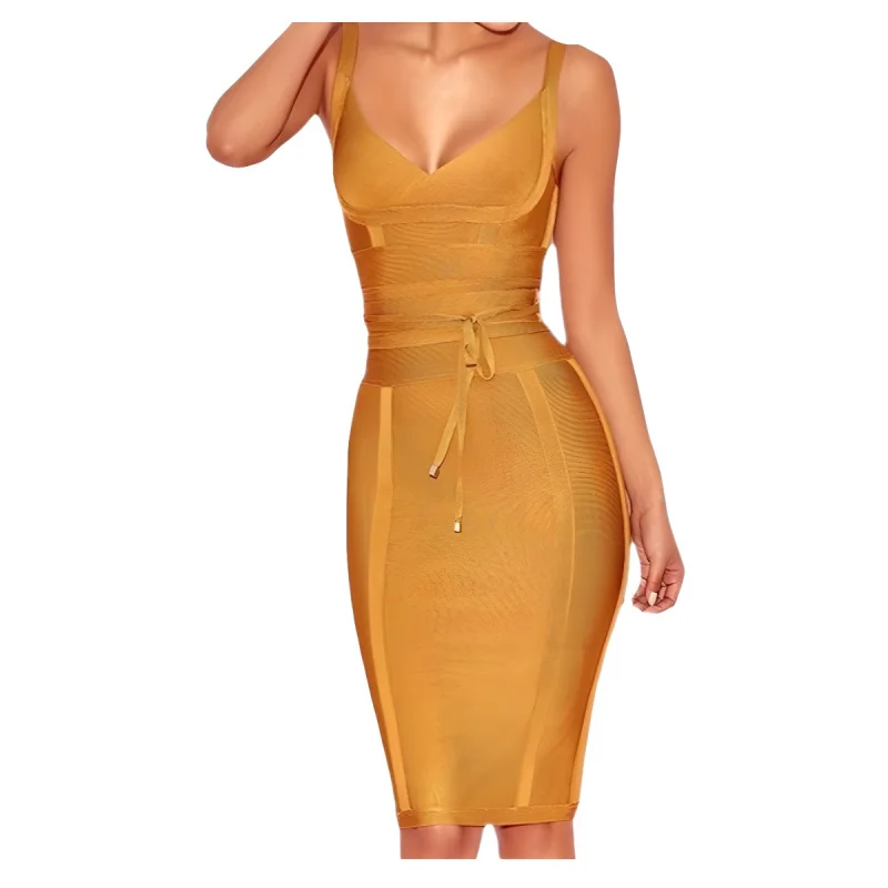 

bandage dressDeep camisoleVCollar Belt Tight Bandage Dress Cocktail Party Dress European and American Women's Clothing