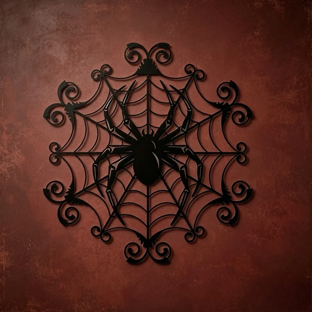 CIFBUY Gothic Metal Wall Art Spider Web Decor Vintage Iron Hanging Ornament for Living Room Bedroom Home Interior Wall Decoratio