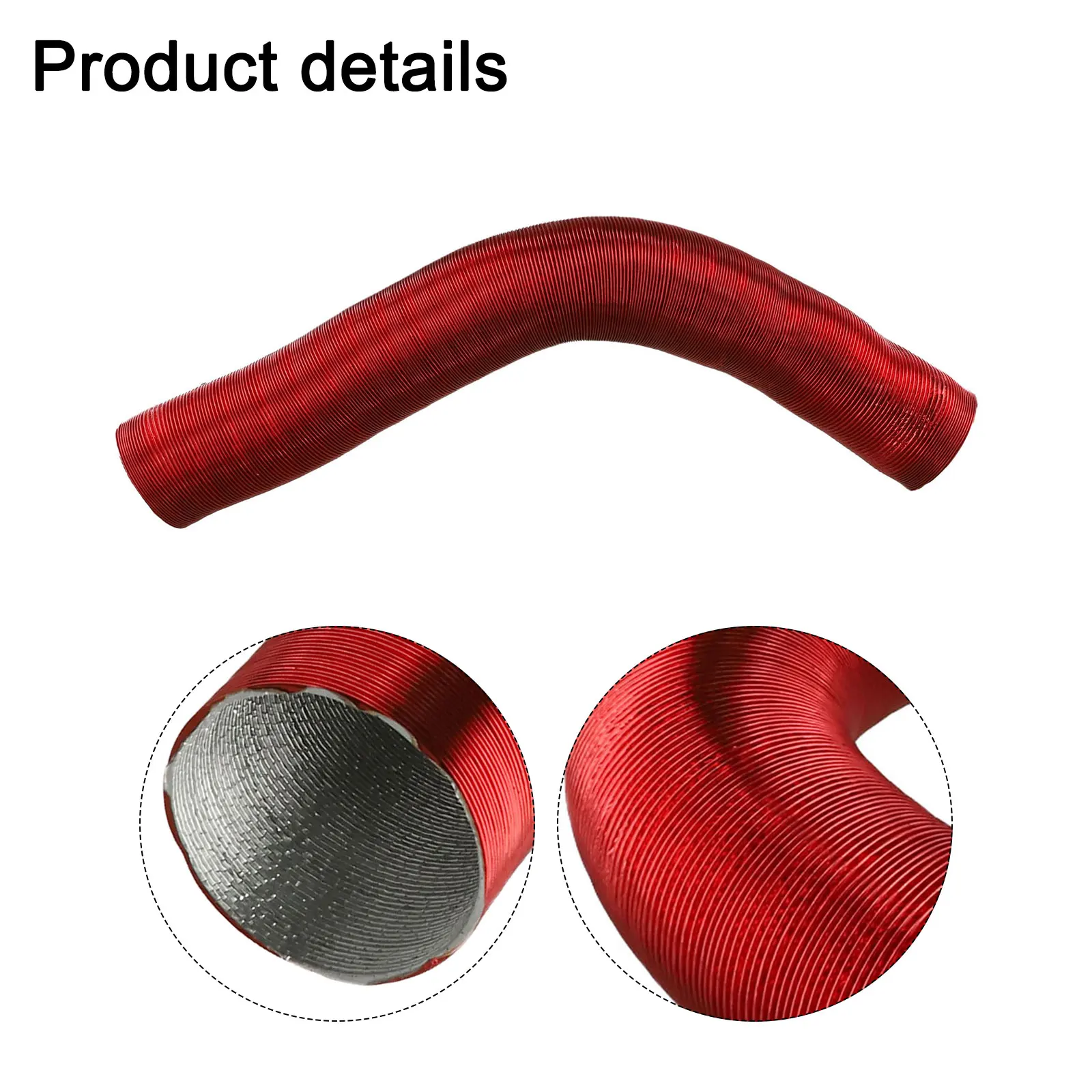 60-300cm Heater Flexible Aluminium Duct Hose Pipe 75mm Diameter Heat Resistant Inner Diameter 76mm-3 Meters (elongated) Red