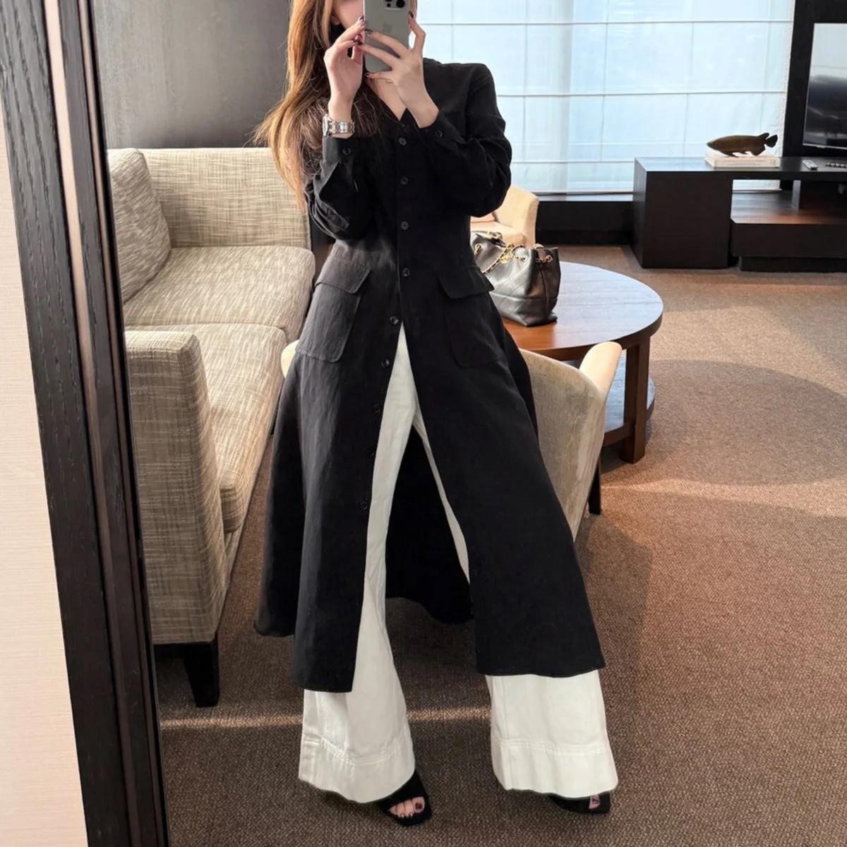 BJTZ V คอวินเทจความยาวกลางเสื้อผ้าลินินสำหรับผู้หญิง 2025 ฤดูใบไม้ผลิฤดูร้อนใหม่สง่างามสบายๆแขนยาวหญิงชุด