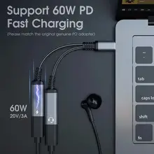 OTG 2 IN 1 USB C Splitter to Dual Type USB C Headphone Jack Audio Adapter PD 60W Fast Charger for Samsung Huawei iPhone15 Xiaomi 2