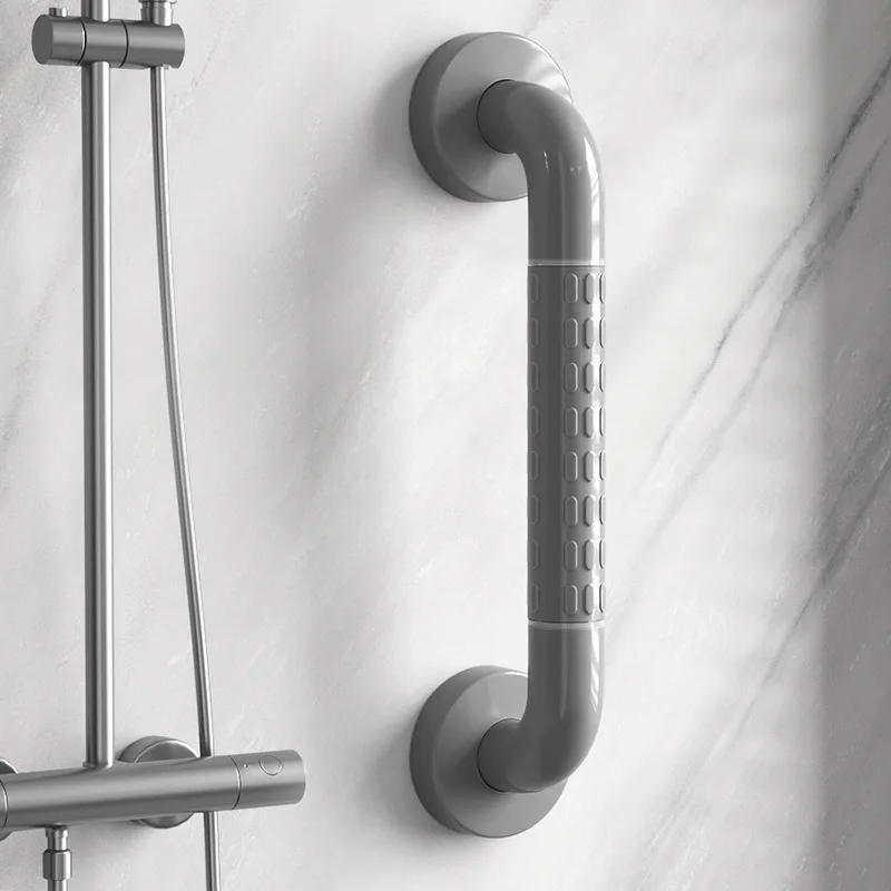 Grey Non‑Slip Shower Grab Bar Wall‑Mounted Bathroom Safety Handrail Heavy‑Duty Support Grip Accessibility Aid