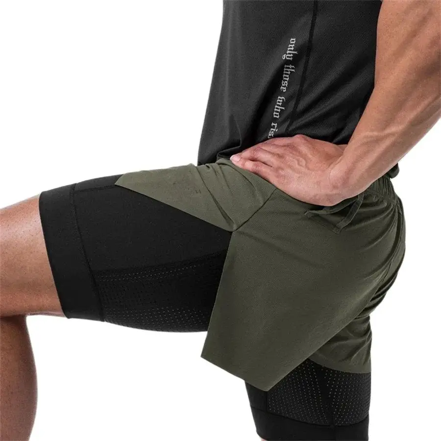 sweatpants Gym workout New shorts for summer 2 in 1  Quick dry beach men\'s running shorts