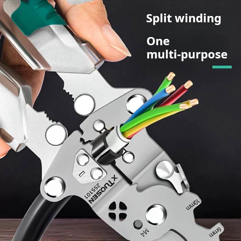 Multi-Tool Pliers Electrician Dedicated with Electrical Test Wire Crimping Wire Stripping Peeling Pliers Hand Tool Combination