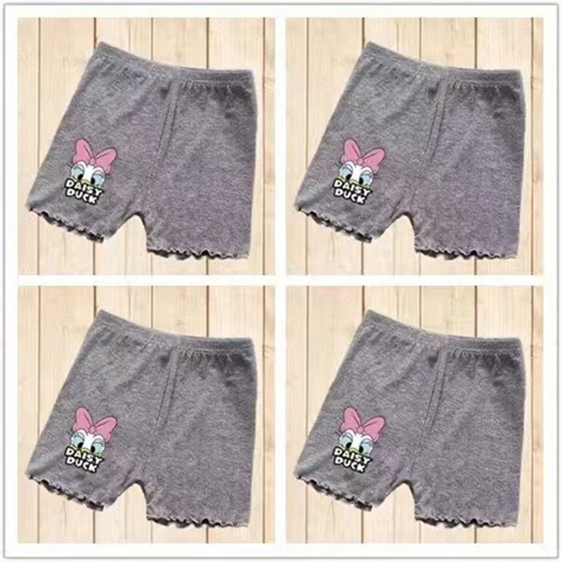 4 قطعة السراويل سلامة الفتيات الصيف الاطفال الكرتون ديزي بطة طباعة فتاة الملابس الداخلية الصلبة يغطي الرجل الملاكم موجز الأطفال الشاطئ بانت 1-12T #5